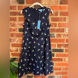 NWT Draper James Love Circle Dress Navy with Yellow Tulips